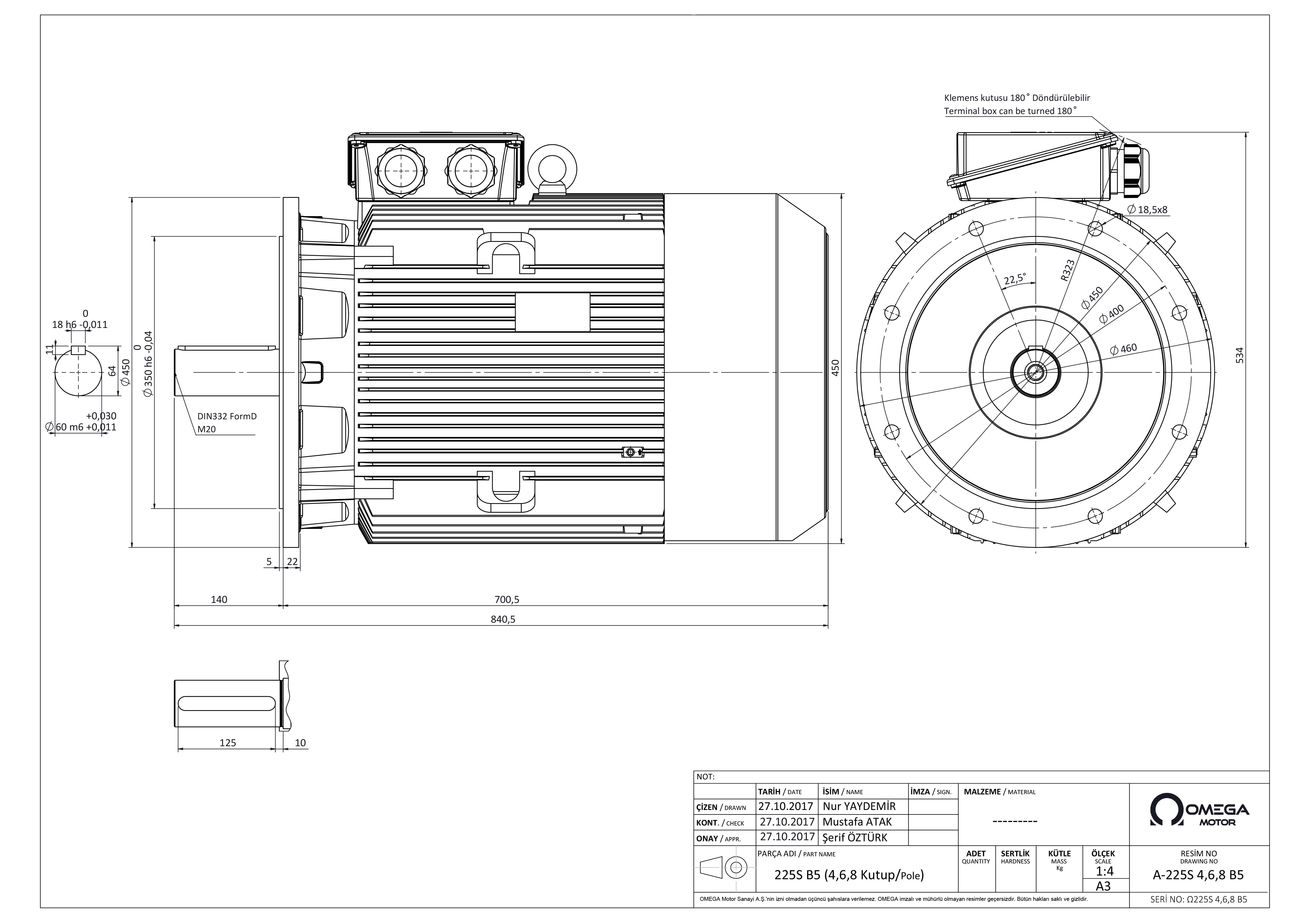 3MAS 225S4 - Omega Motor Teknik Çizim