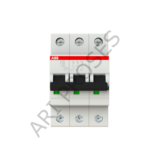 ABB S 203-C 63  3 Kutup 63A C Tipi Otomatik Sigorta 2CDS253001R0634